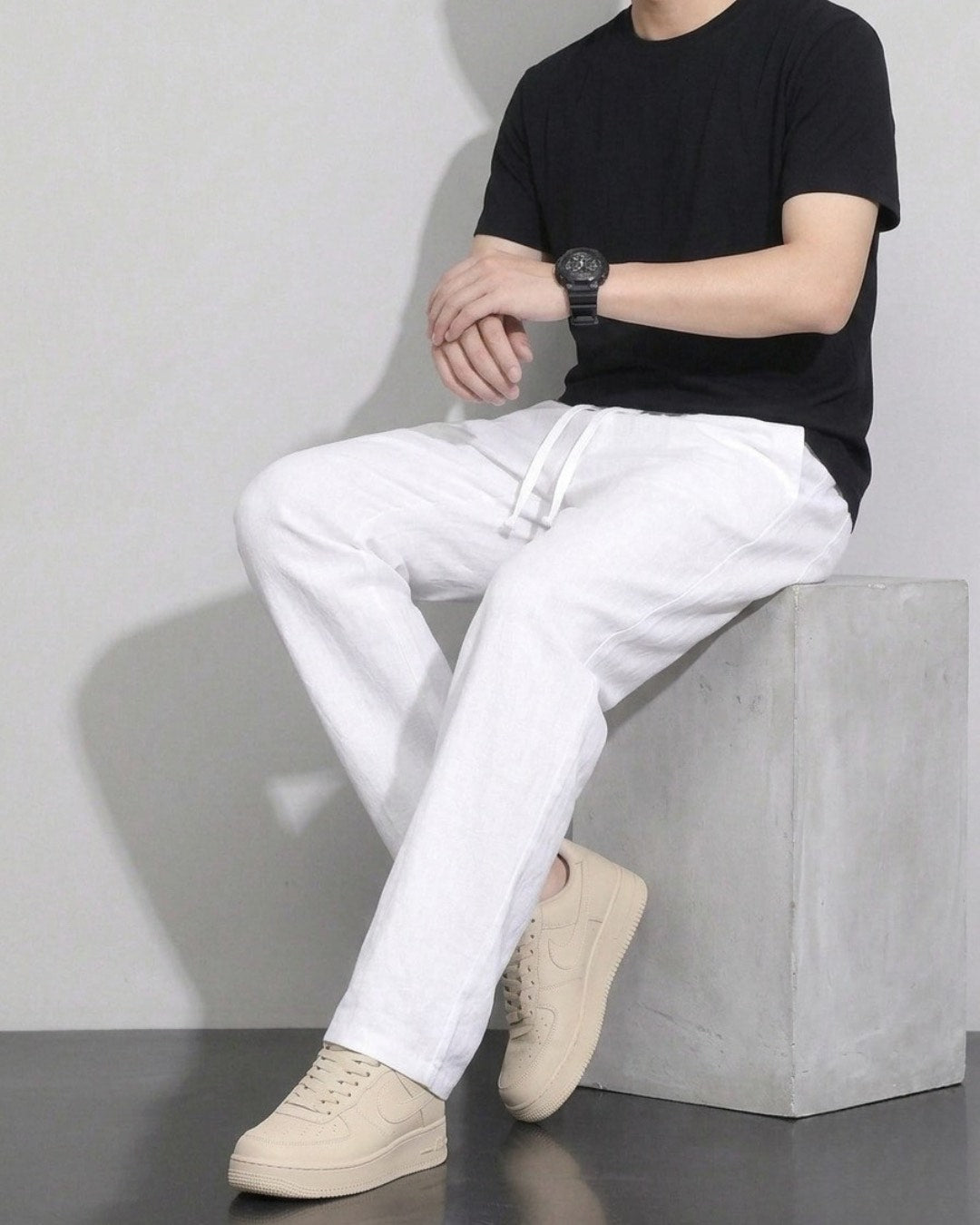 AURAZ Essential Linen Pants – Relaxed Fit Drawstring Trousers