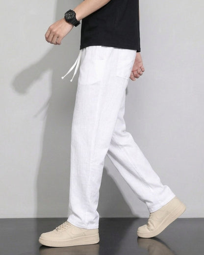 AURAZ Essential Linen Pants – Relaxed Fit Drawstring Trousers