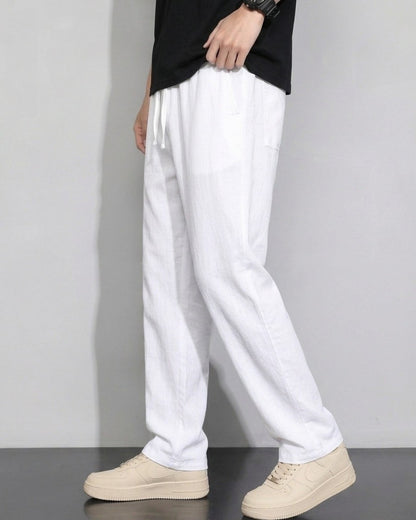 AURAZ Essential Linen Pants – Relaxed Fit Drawstring Trousers